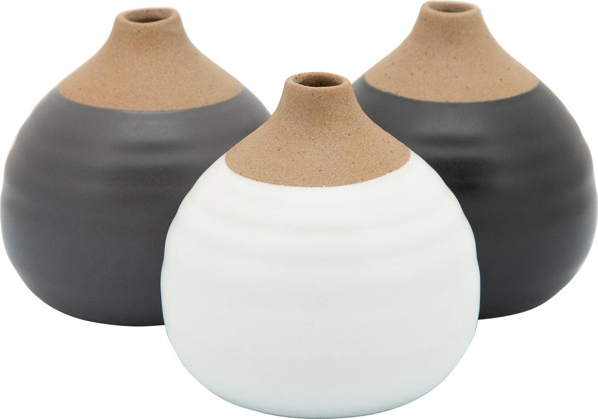 Sagebrook Home Vases - S/3 Matte Bud Vases, Black/Gray/White