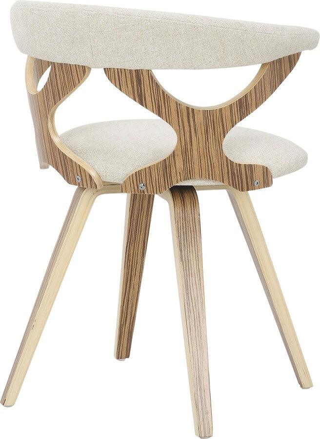 Lumisource Dining Chairs - Gardenia Mid-Century Modern Dining/accent Chair with Swivel in Zebra Wood & Cream Fabric
