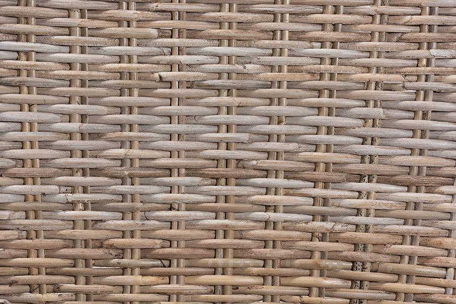 Wholesale Interiors Dining Chairs - Magy Modern Bohemian Grey Rattan and Natural Brown Wood 2-Piece Dining Chair Set