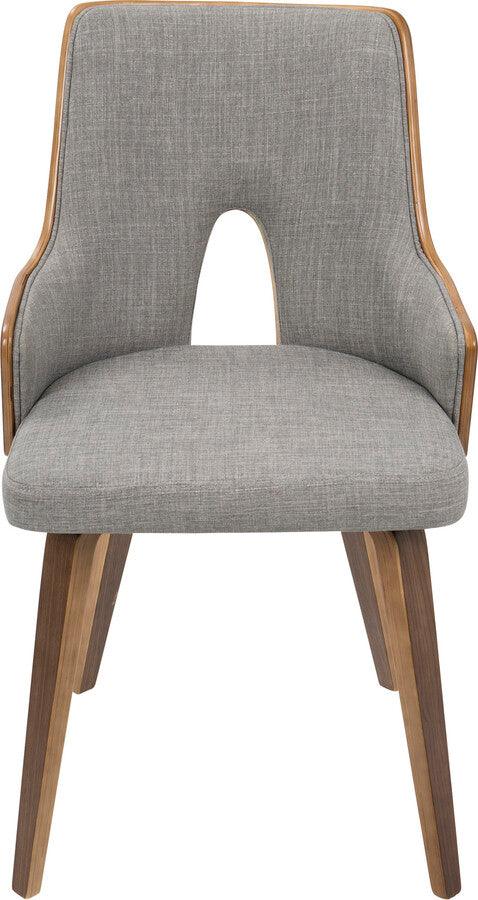 Lumisource Dining Chairs - Stella Mid-Century Modern Dining/Accent Chair in Walnut with Light Grey Fabric - Set of 2