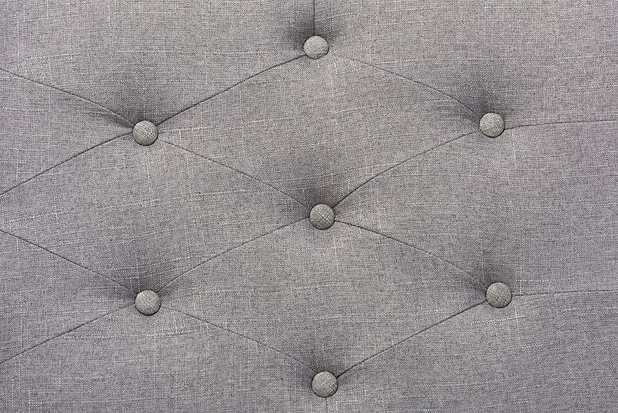Wholesale Interiors Ottomans & Stools - Mabel Grey Fabric Upholstered and Silver Finished Metal Storage Ottoman