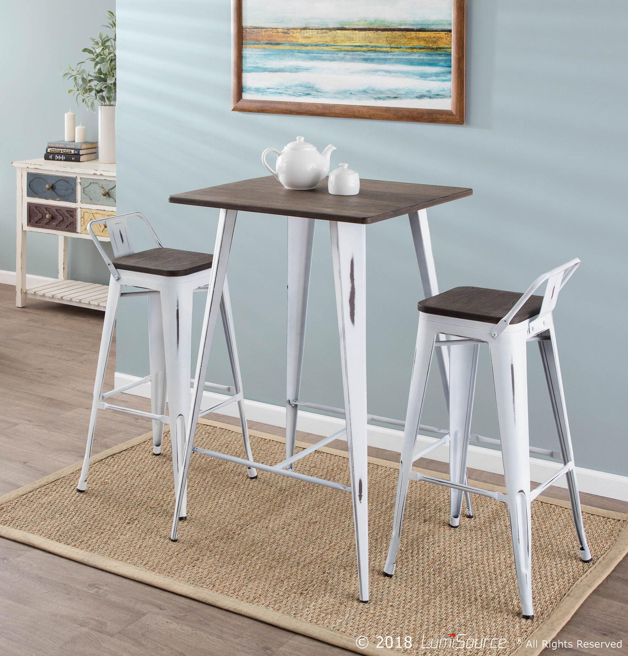 Lumisource Bar Tables - Oregon Industrial Table in Vintage White and Espresso LumiSource