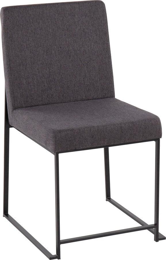 Lumisource Dining Chairs - High Back Fuji Contemporary Dining Chair In Black Steel & Charcoal Fabric (Set of 2)