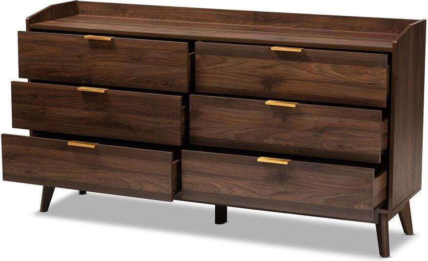 Wholesale Interiors Dressers - Lena 6-Drawer Dresser Walnut & Brown