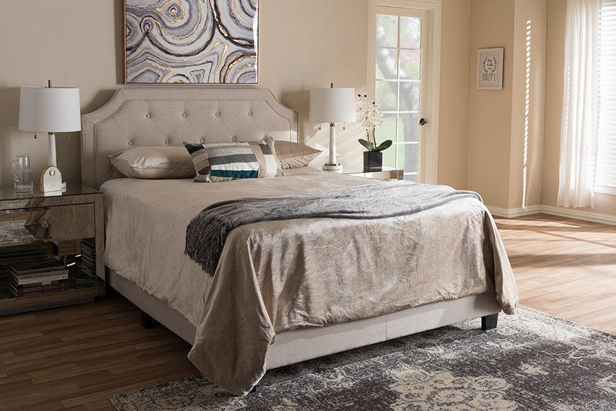 Wholesale Interiors Beds - Willis Modern And Contemporary Light Beige Fabric Upholstered King Size Bed