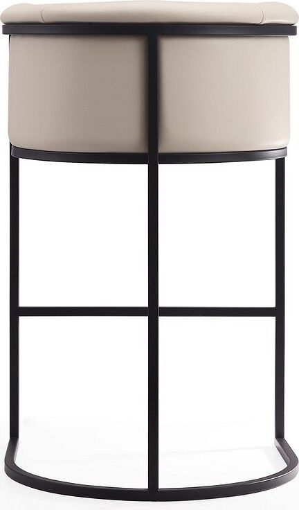 Manhattan Comfort Barstools - Cosmopolitan 37.8 in. Cream and Black Metal Barstool (Set of 2)