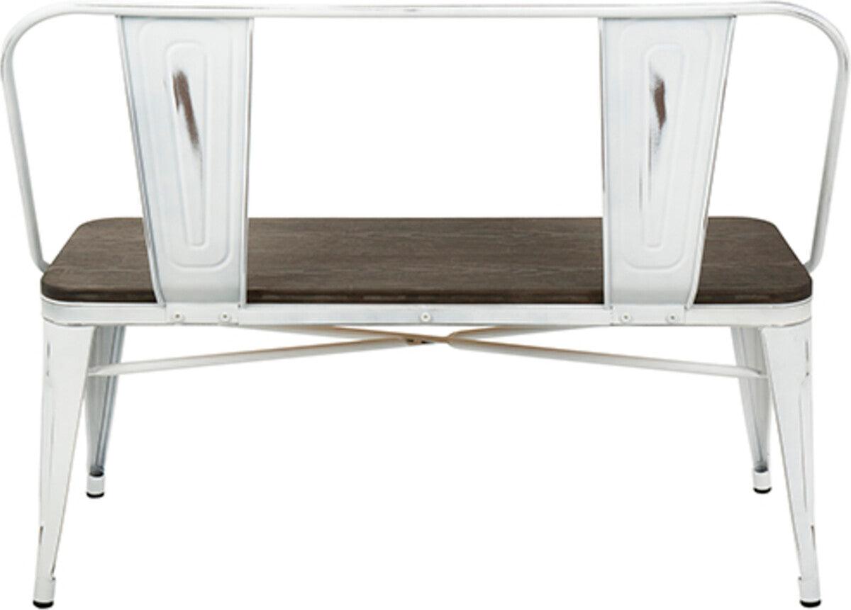 Lumisource Benches - Oregon Industrial-Farmhouse Bench in Vintage White and Espresso