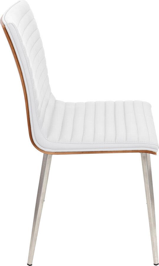 Lumisource Dining Chairs - Mason Dining Chair with Swivel Stainless Steel, Walnut & White Set of 2