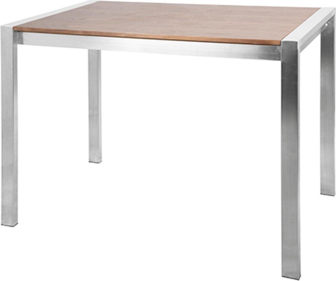 Lumisource Bar Tables - Fuji Contemporary Counter Table in Brushed Stainless Steel and Walnut Wood