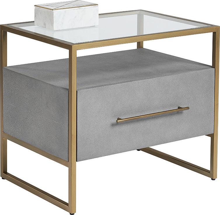 SUNPAN Nightstands & Side Tables - Venice Nightstand - Grey Shagreen Gray