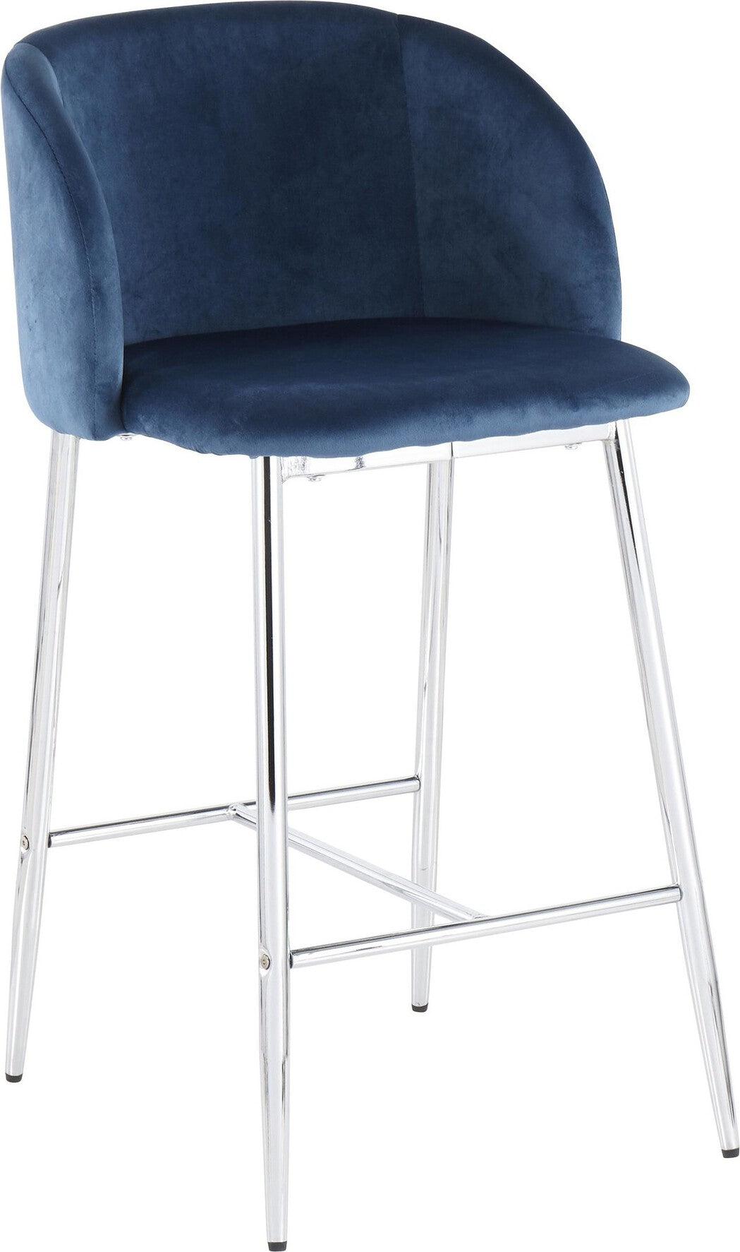 Lumisource Barstools - Fran Counter Stool Chrome & Blue (Set of 2)