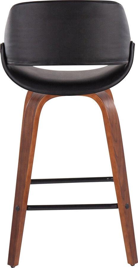 Lumisource Barstools - Fabrico Fixed-Height Counter Stool In Walnut Wood With Square Black Footrest & Black (Set of 2)