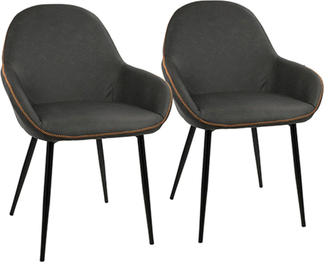 Lumisource Dining Chairs - Clubhouse Contemporary Dining Chair in Black with Grey Vintage Faux Leather - Set of 2
