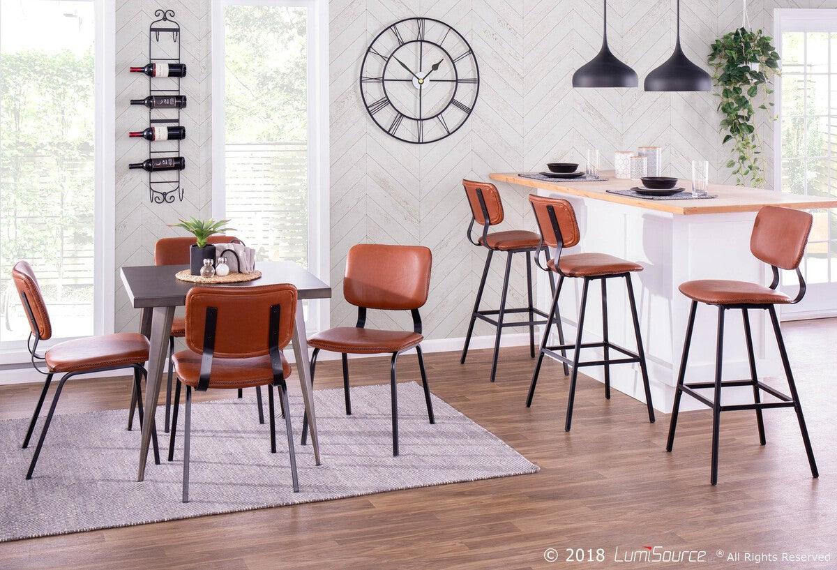 Lumisource Dining Chairs - Foundry Chair in Black Metal and Cognac - Set of 2
