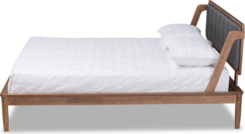 Wholesale Interiors Beds - Helsa Queen Bed Dark Gray & Walnut