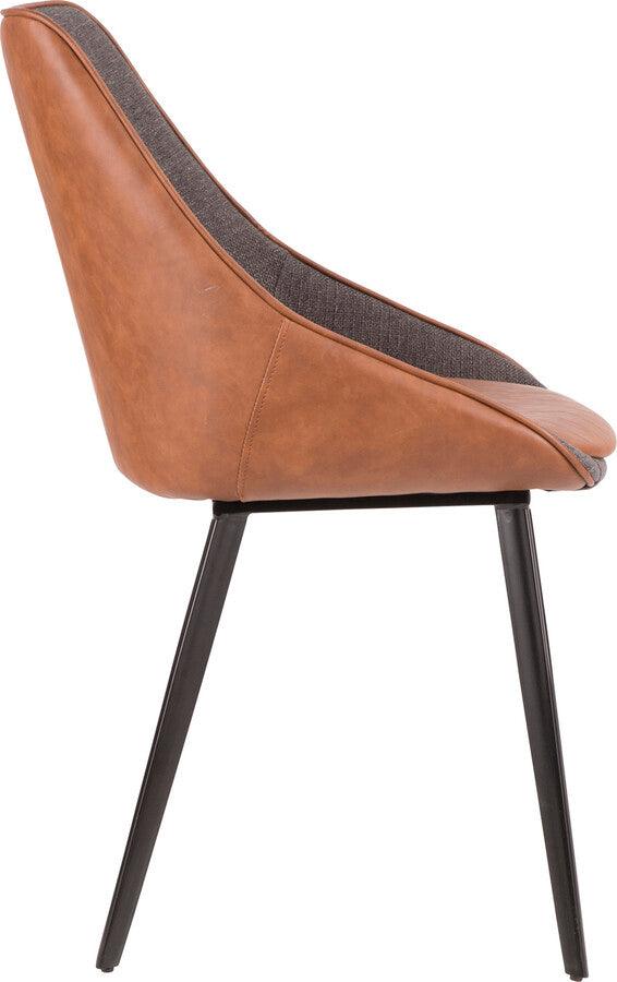 Lumisource Dining Chairs - Marche Contemporary Two-Tone Chair in Brown Faux Leather & Grey Fabric - Set of 2