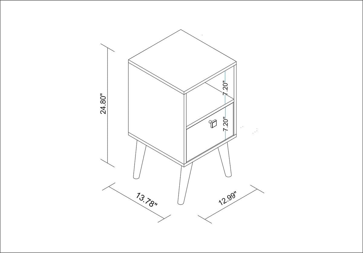 Manhattan Comfort Side & End Tables - Abisko Stylish Side Table with 1- Cubby & 1-Drawer in White