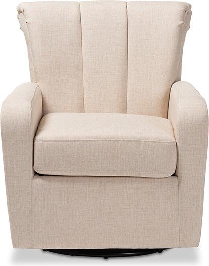 Wholesale Interiors Accent Chairs - Rayner Modern And Contemporary Beige Fabric Upholstered Swivel Chair