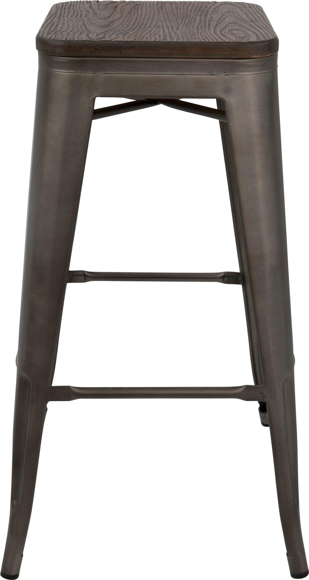 Lumisource Barstools - Oregon Barstool Dark Espresso & Antique Finish (Set of 2)