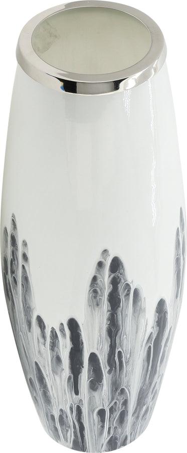Sagebrook Home Vases - Glass 24"H Vase W/ Metal Ring White
