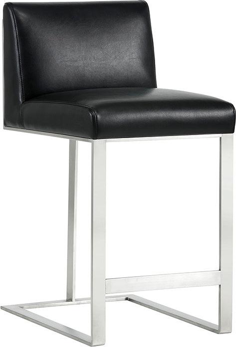 SUNPAN Barstools - Dean Counter Stool - Stainless Steel - Cantina Black