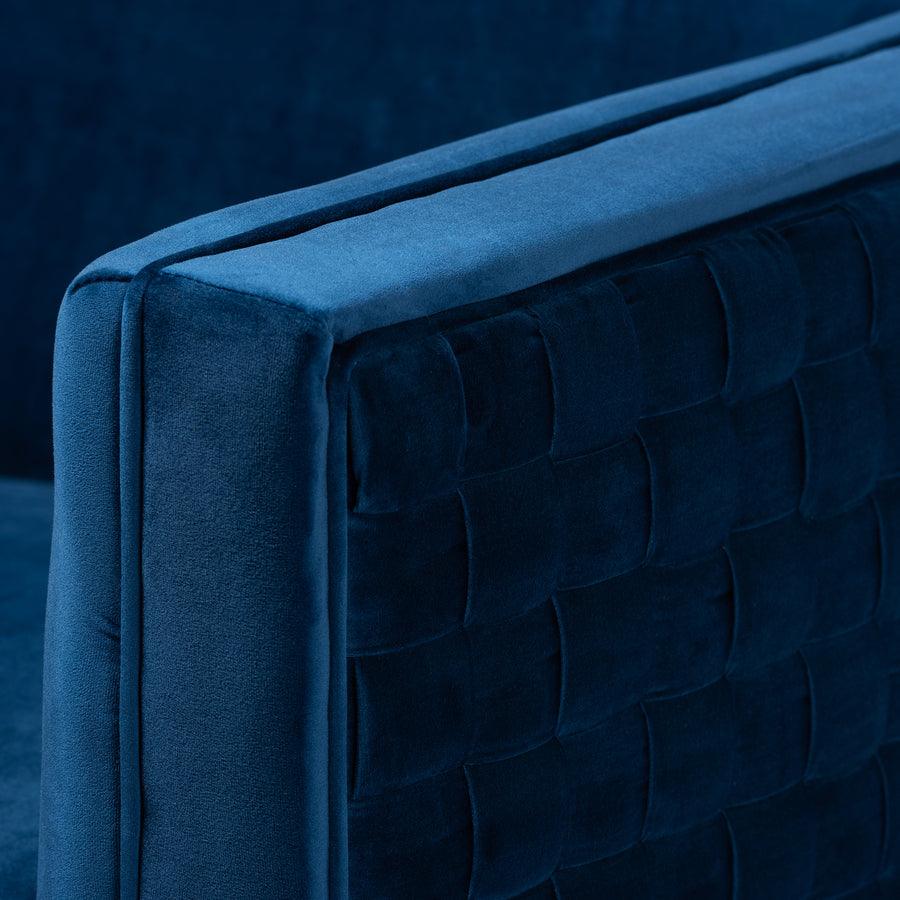 Wholesale Interiors Accent Chairs - Seraphin Glam and Luxe Navy Blue Velvet Fabric Upholstered Gold Finished Armchair
