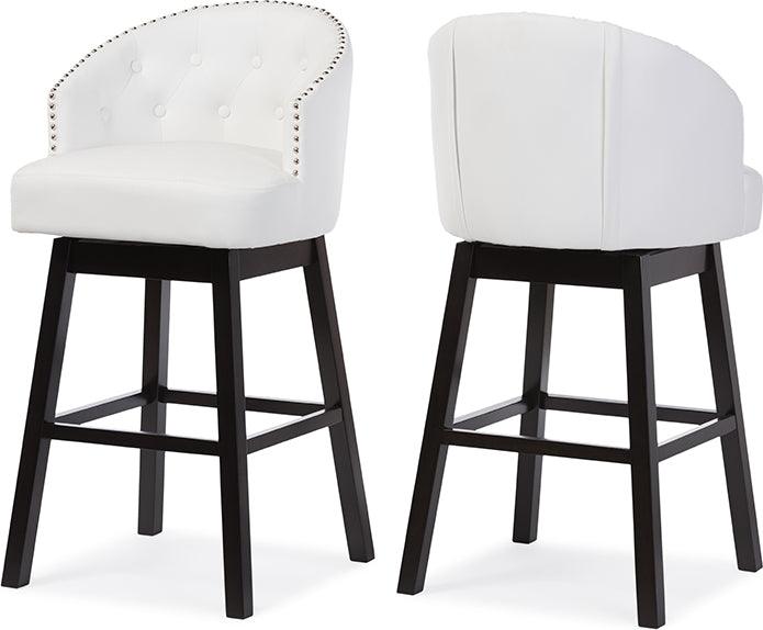 Wholesale Interiors Barstools - Avril Contemporary White Faux Leather Tufted Swivel Barstool (Set of 2)