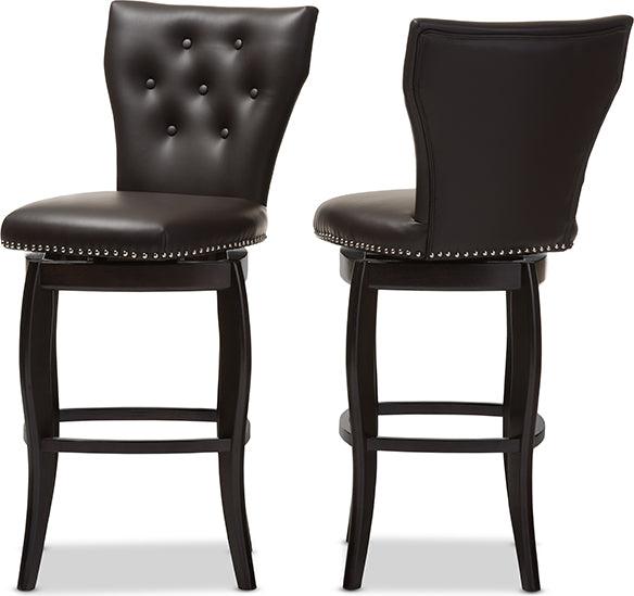 Wholesale Interiors Barstools - Leonice Contemporary Dark Brown Faux Leather 29-Inch Swivel Bar Stool (Set of 2)
