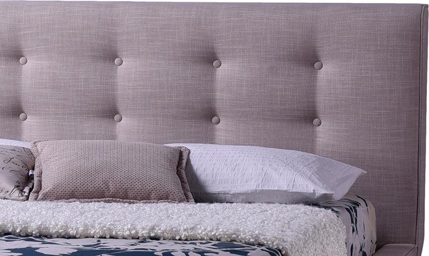 Wholesale Interiors Beds - Jonesy Scandinavian Style Mid-Century Beige Fabric Upholstered King Size Platform Bed