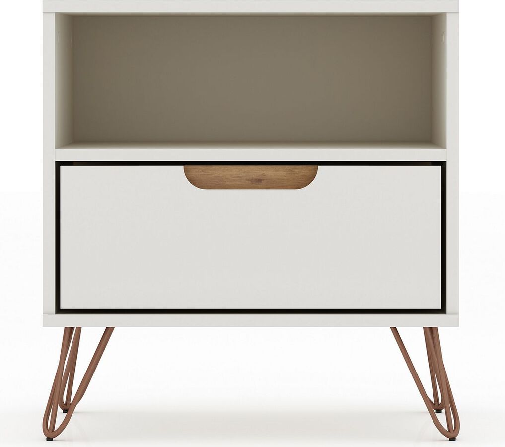 Manhattan Comfort Nightstands & Side Tables - Rockefeller 1.0 Mid-Century- Modern Nightstand with 1-Drawer in