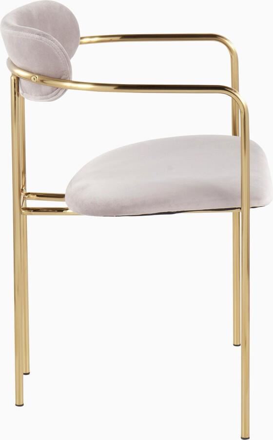 Lumisource Accent Chairs - Demi Contemporary Chair In Gold Metal & Silver Velvet (Set of 2)