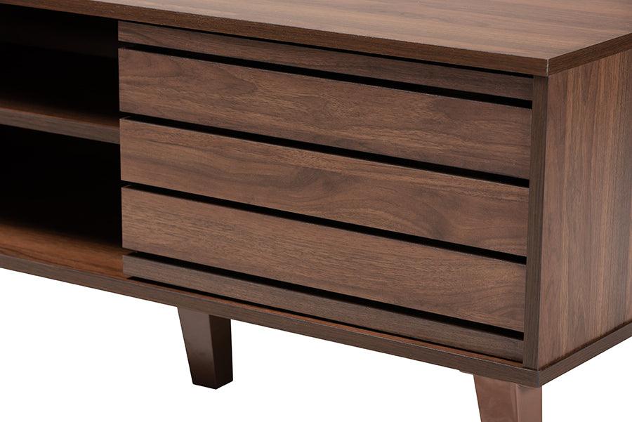 Wholesale Interiors TV & Media Units - Teresina Mid-Century Modern Transitional Walnut Brown Finished Wood 2-Door TV Stand