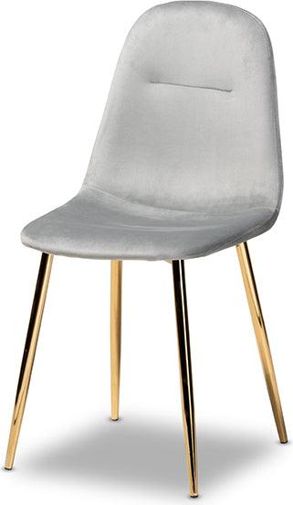 Wholesale Interiors Dining Chairs - Elyse Glam and Luxe Grey Velvet Fabric Upholstered Gold Finished 4-Piece Metal Dining Chair Set