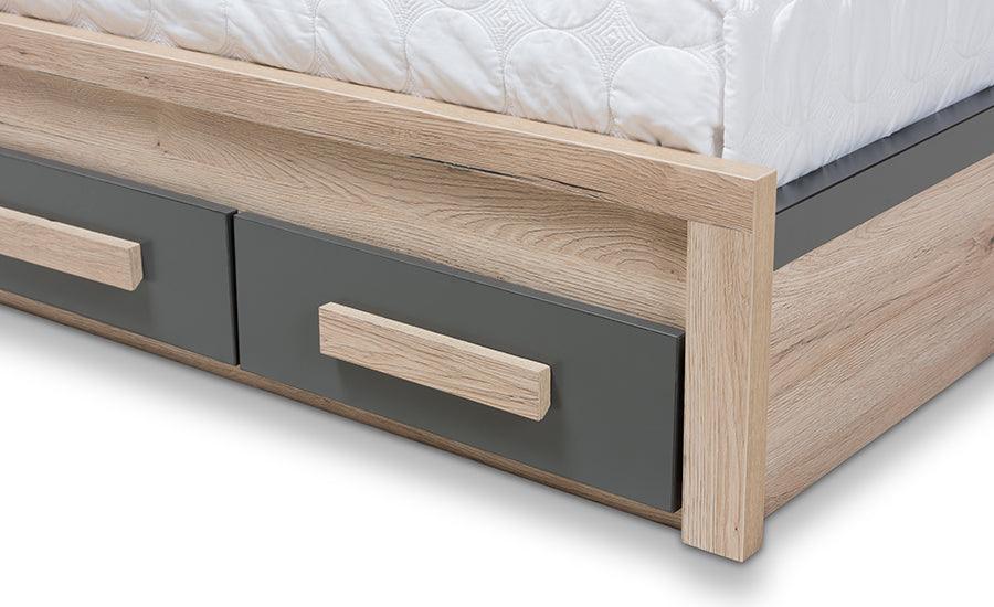 Wholesale Interiors Beds - Pandora Contemporary Grey and Brown Two-Tone 2-Drawer Twin Size Storage Platform Bed