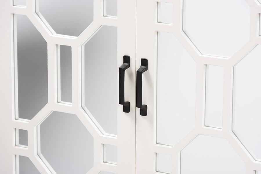 Wholesale Interiors Buffets & Sideboards - Carlena White Finished Wood and Mirrored Glass 2-Door Sideboard