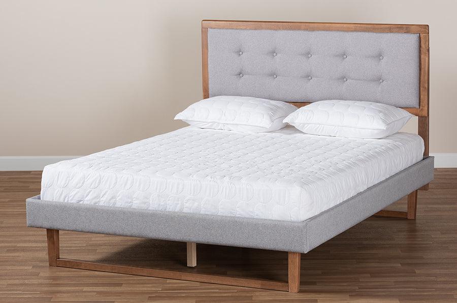 Wholesale Interiors Beds - Livinia Queen Bed Light Gray & Ash walnut