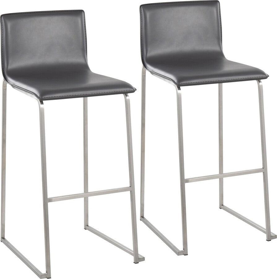 Lumisource Barstools - Mara Barstool In Stainless Steel & Grey Faux Leather (Set of 2)
