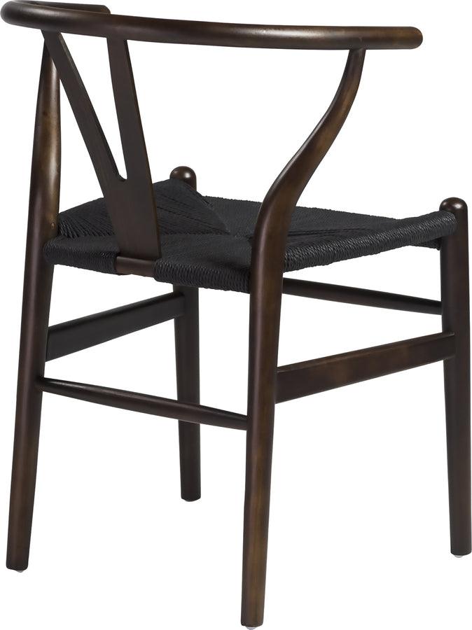 Euro Style Dining Chairs - Evelina Side Chair with Walnut Stained Framed and Black Rush Seat - Set of 2