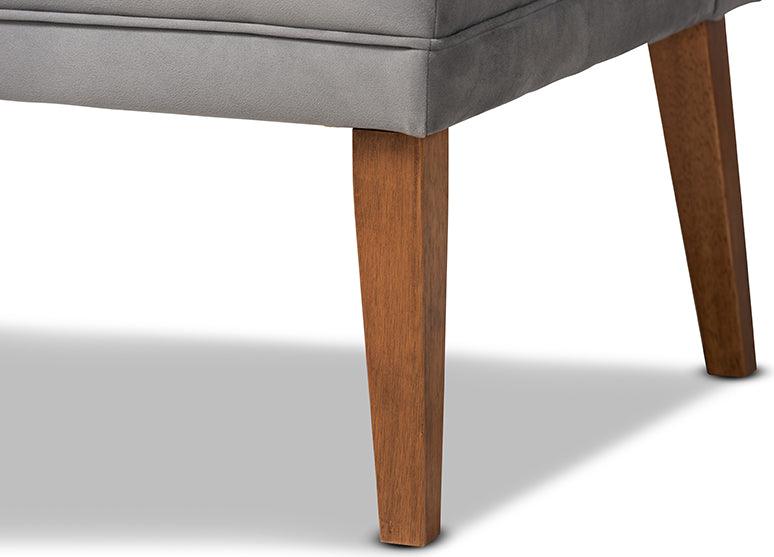 Wholesale Interiors Dining Sets - Stewart Grey Velvet Upholstered and Walnut Brown Finished Wood 2-Piece Dining Nook Banquette Set