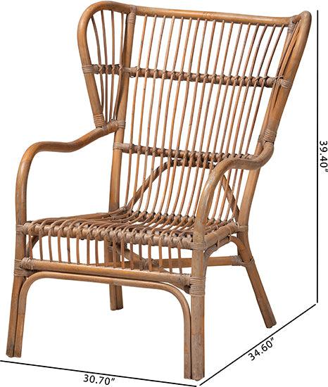 Wholesale Interiors Accent Chairs - Lamaria Modern Bohmenian Natural Brown Antique Rattan Armchair