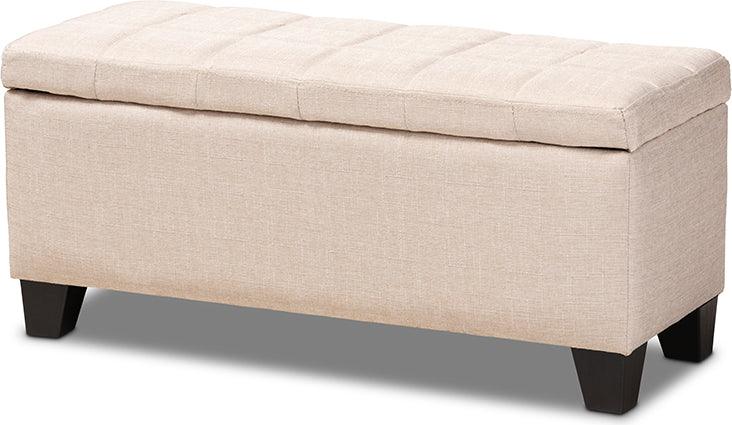 Wholesale Interiors Ottomans & Stools - Fera Modern And Contemporary Beige Fabric Upholstered Storage Ottoman
