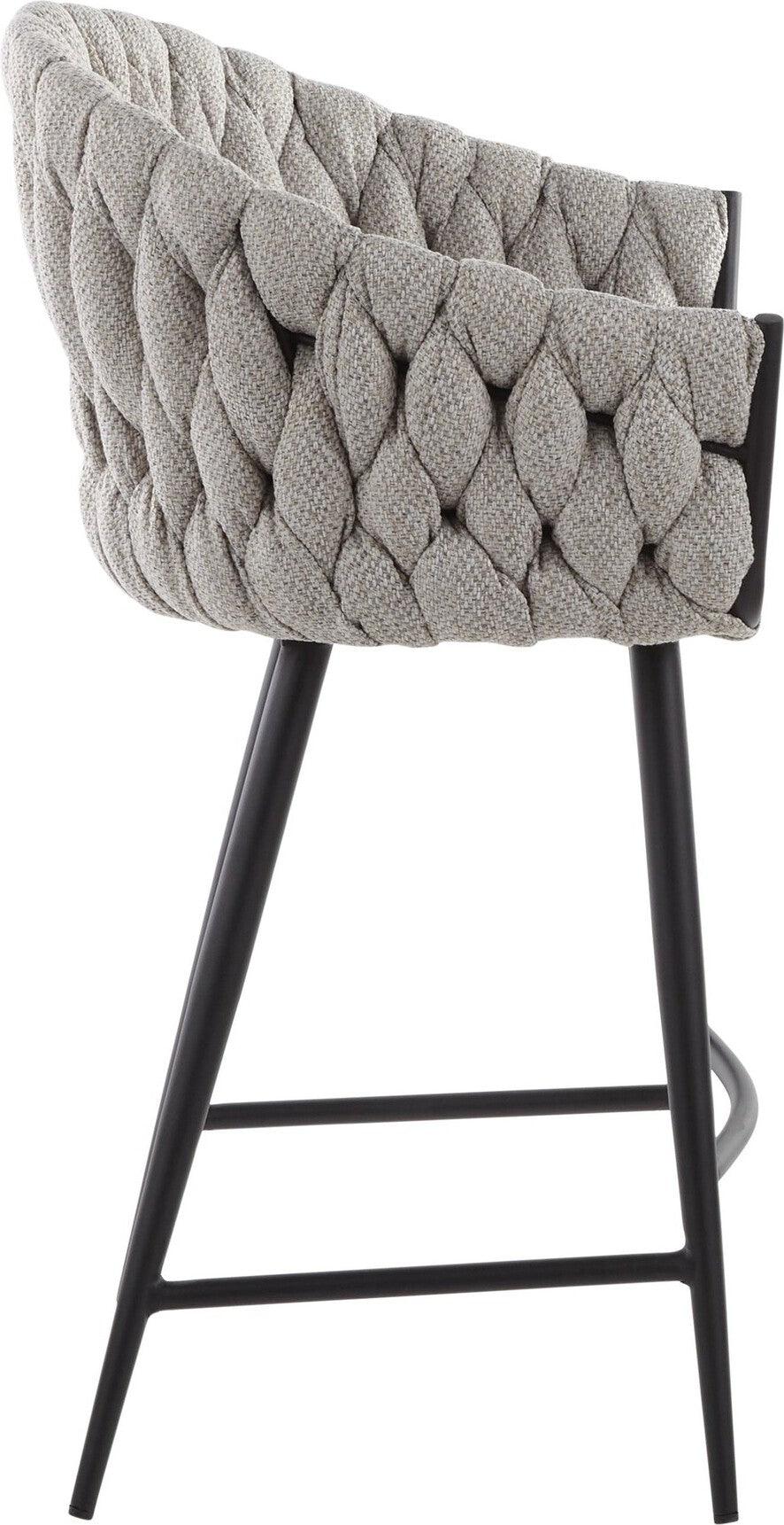 Lumisource Barstools - Braided Matisse Counter Stool Black & Cream & Gray