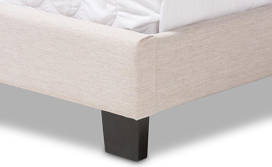 Wholesale Interiors Beds - Willis Modern And Contemporary Light Beige Fabric Upholstered Queen Size Bed