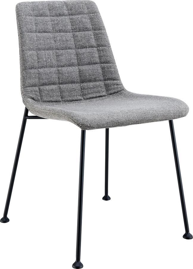 Euro Style Dining Chairs - Elma Side Chair in Light Gray Fabric with Matte Black Frame and Legs - Set Of 2