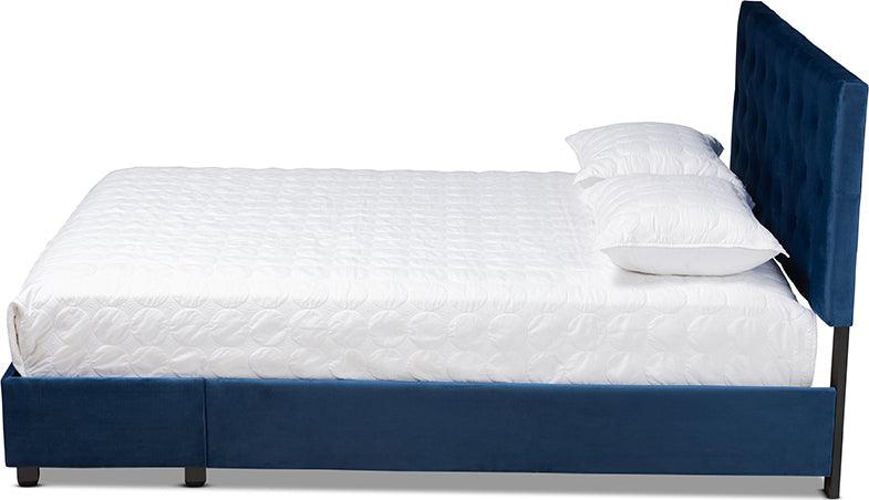 Wholesale Interiors Beds - Caronia Queen Storage Bed Navy Blue & Black