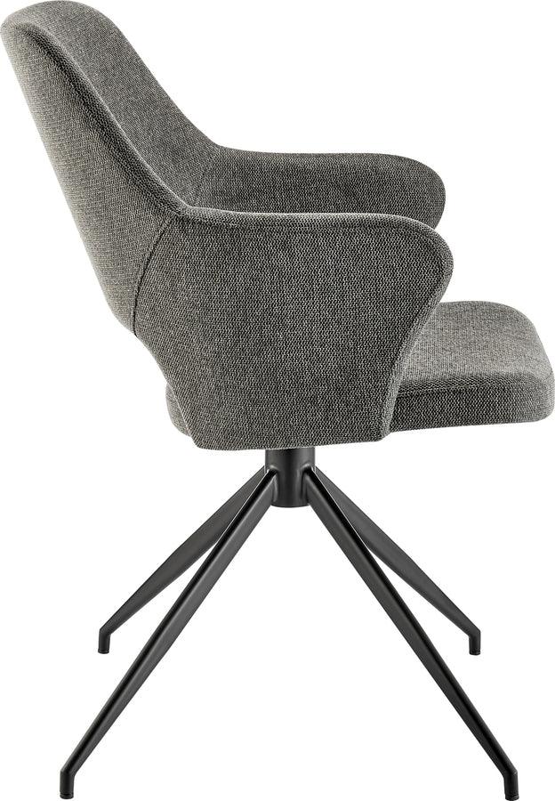 Euro Style Dining Chairs - Darcie Armchair In Charcoal Fabric and Black Base