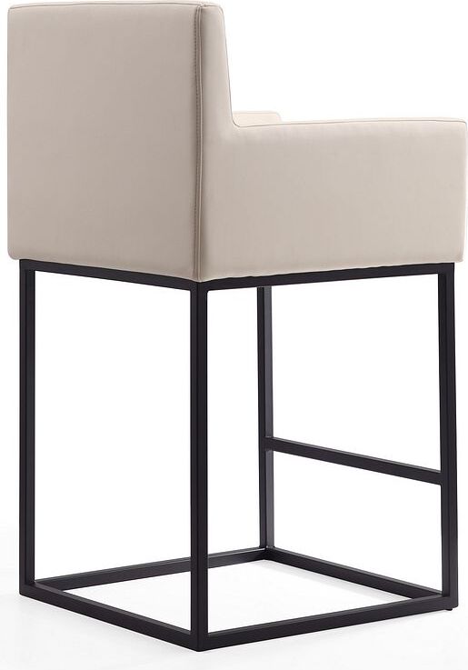 Manhattan Comfort Barstools - Ambassador 38 in. Cream and Black Metal Counter Height Bar Stool (Set of 3)