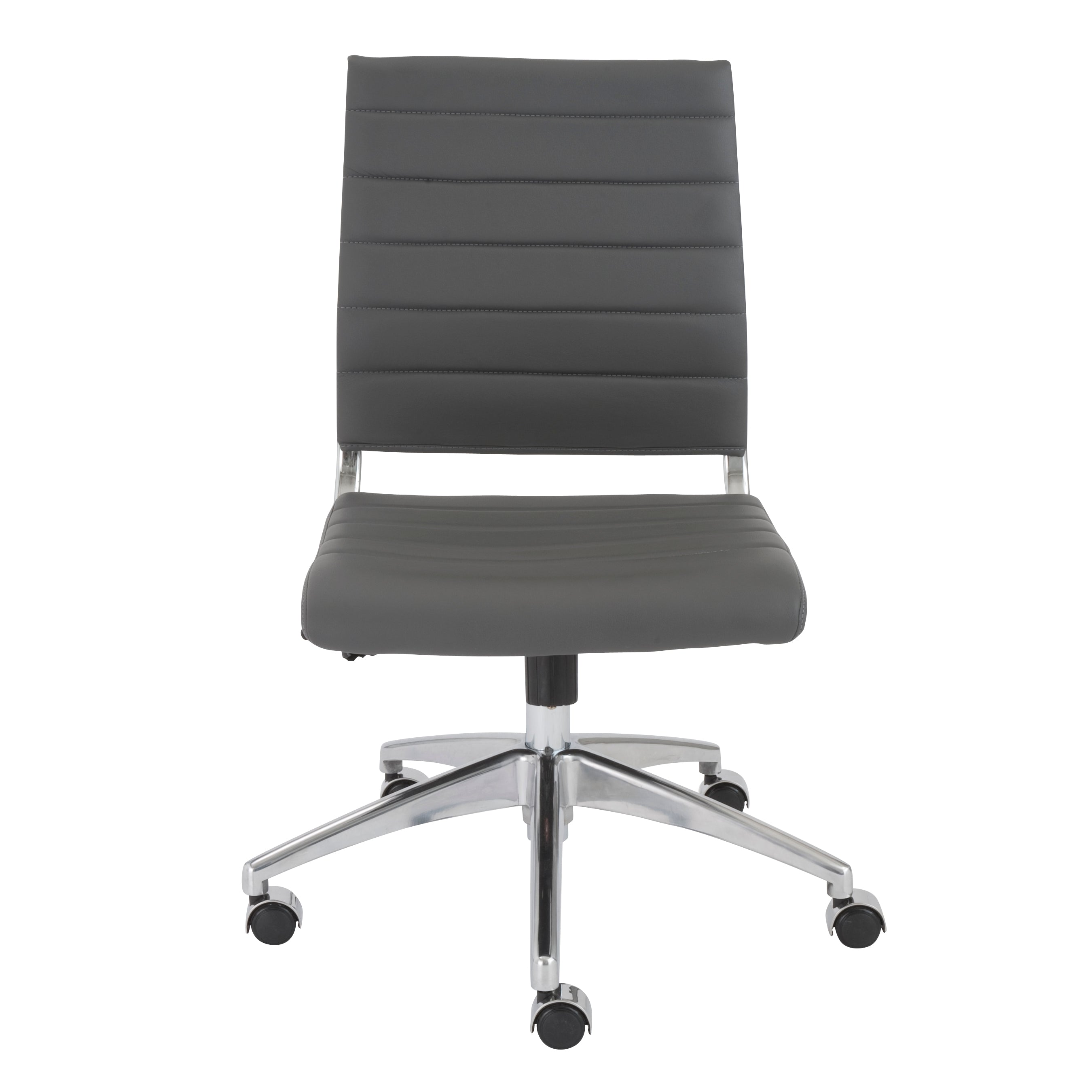 Euro Style Task Chairs - Axel Low Back Office Chair w/o Armrests in Gray with Aluminum Base