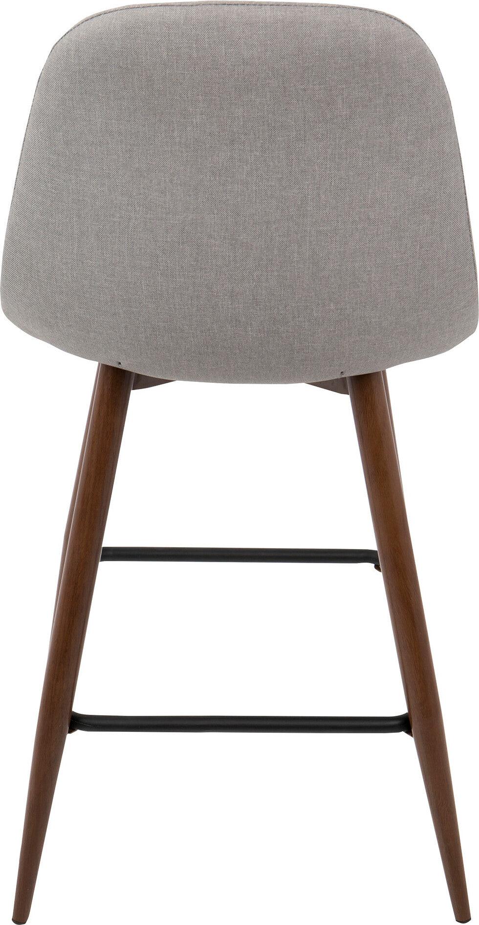 Lumisource Barstools - Pebble Counter Stool Walnut & Light Gray (Set of 2)
