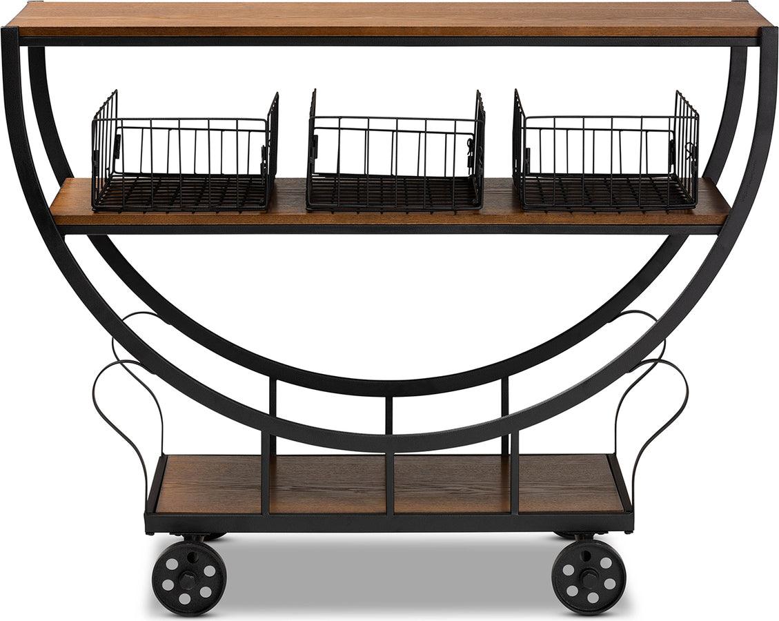 Wholesale Interiors Consoles - Frieda Walnut Brown Wood & Black Finished Metal Console Cart